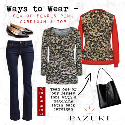 AW14 - Ways to Wear - Wear Red - Sea of Pearls Pink Jersey Top and Cardigan