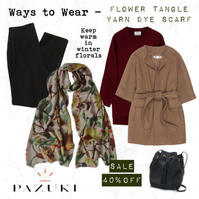 AW15 - Pazuki - Ways to Wear - Flower Tangle Yarn Dye Scarf