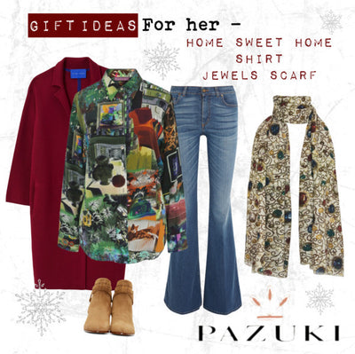 Gift Ideas - For Her - Pazuki - Home Sweet Home Shirt & Jewels Scarf