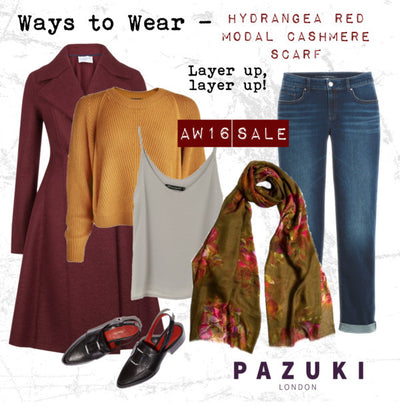 AW16 - Pazuki - Ways to Wear - Hydrangea Red Scarf