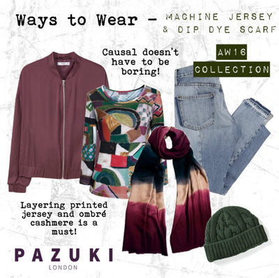 AW16 - Pazuki - Ways to Wear - Machine Jersey Top & Dip Dye Cashmere Scarf