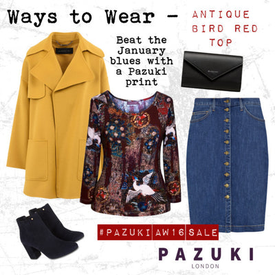 AW16 - Pazuki - Ways to Wear - Antique Bird Red Jersey Top
