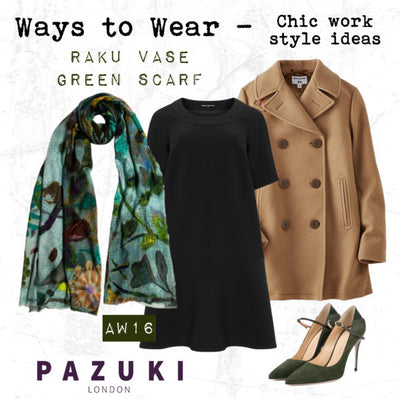 AW16 - Pazuki - Ways to Wear - Raku Vase Green (Wool/Silk/Cashmere) Scarf