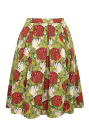 Pazuki | SS19 | Rose Stripe | Linen Cotton Pleated Skirt - BACK