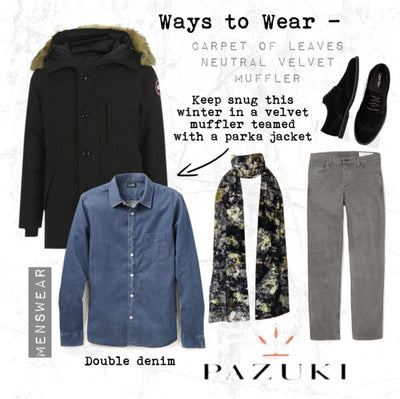 AW14 - Ways to Wear - Carpet of Leaves Neutral Velvet Muffler