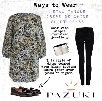 AW14 - Ways to Wear - Metal Tangle Crepe de Chine Shirt Dress
