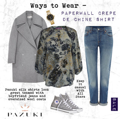 AW14 - Ways to Wear - Paperwall Grey Crepe de Chine Shirt