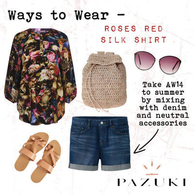 AW14/SS15 - Ways to Wear - Pazuki - Roses Red Silk Shirt
