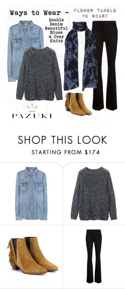 AW15 - Pazuki - Ways to Wear - Flower Tangle Navy Yarn Dye Scarf