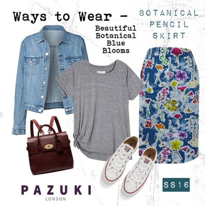 SS16 - Pazuki - Ways to Wear - Botanical Blue Pencil Skirt