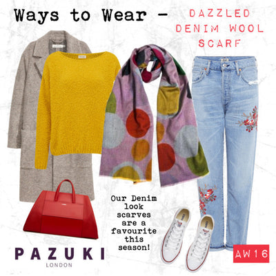AW16 - Pazuki - Ways to Wear - Dazzled Pastel Denim Look Wool Scarf