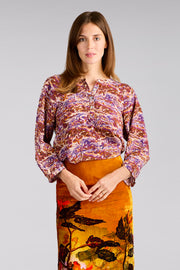 Luna Cammu Rust/Lilac Silk Crepe de Chine Shirt