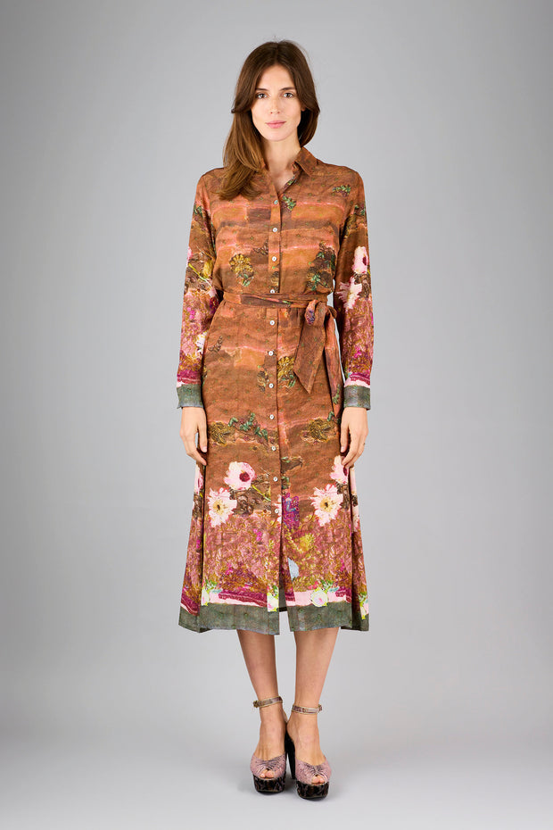 Gaia Heirloom Silk Crêpe de Chine Midi Shirt Dress