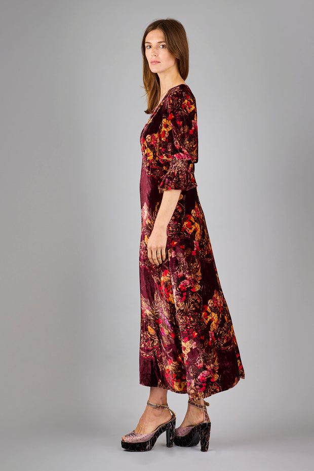 Thalia Vortex Red Velvet Maxi Dress