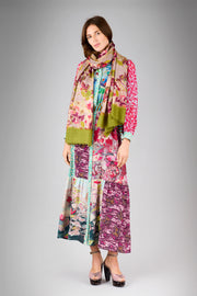 Nasturtium Pink/Plum Wool Silk Scarf