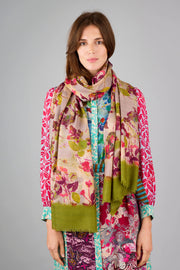 Nasturtium Pink/Plum Wool Silk Scarf