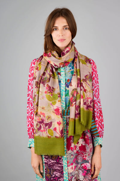Nasturtium Pink/Plum Wool Silk Scarf