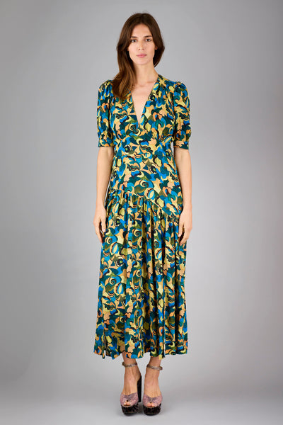 Persephone Deco Blue Maxi Dress