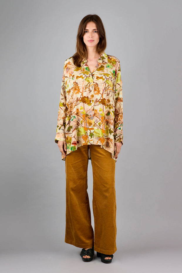 Aphaea Oak Leaves Natural Silk Crêpe de Chine Shirt