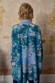Aphaea Wild Garden Blue Crepe de Chine Shirt