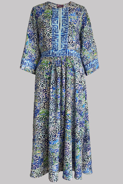 knee length dresses for ladies Farm Rio Arabesque Mix Scarves Midi Shirt Dress