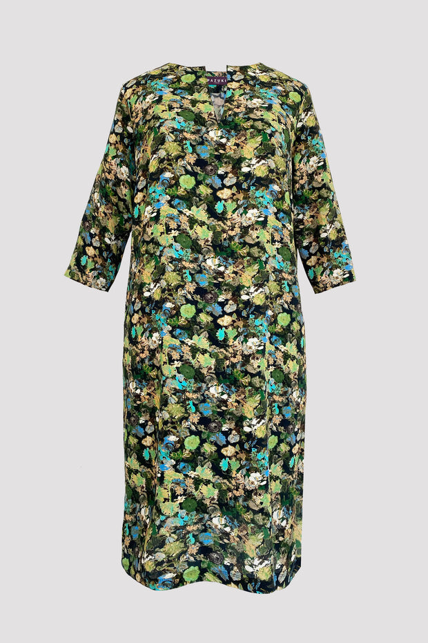 Athena  Petal Smudge Green/Blue Tunic Dress