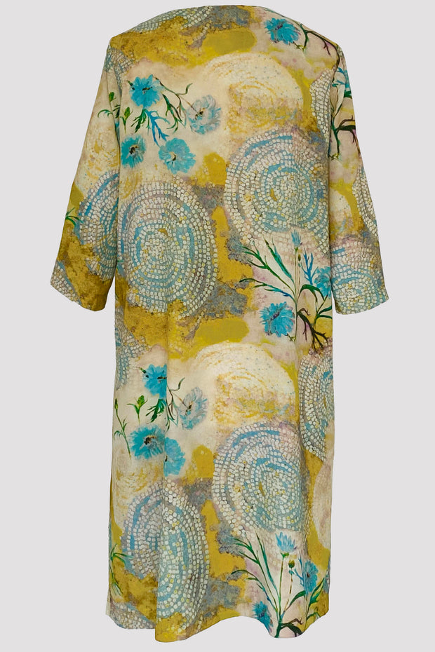 Athena Spiral Turquoise Gold Tunic Dress