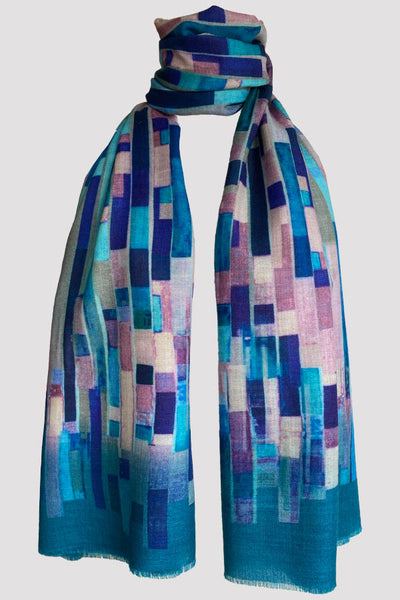 Colour Code Teal Wool Silk Scarf