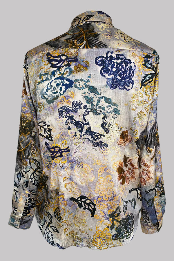 Veritas Minuet Grey Stretch Satin Fitted Shirt