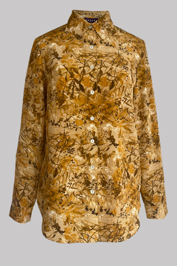 Concordia Classic Shirt Tangle Gold 100% Silk Crepe de Chine