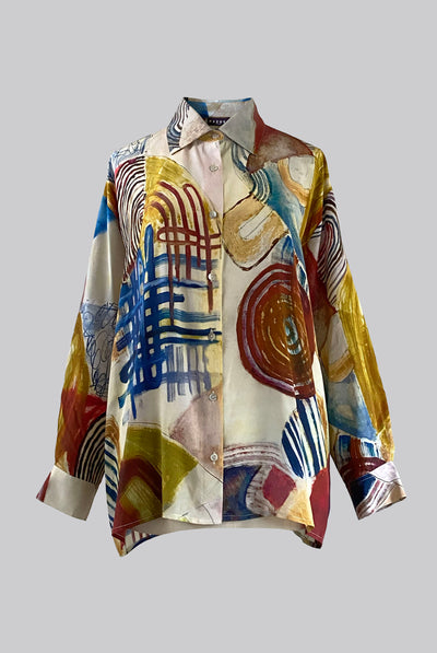 Aphaea Invention Silk Crepe de Chine Oversized Shirt