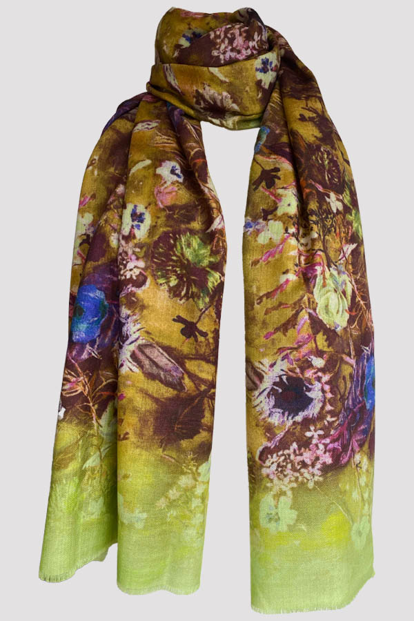 Couronne Gold Wool Silk Scarf