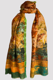 Forest Rust Wool Silk Scarf