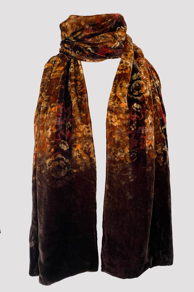 French Tapestry Brown Velvet Muffler