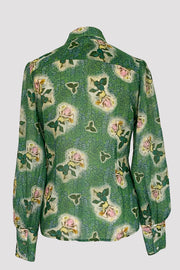 HECATE Bed of Roses Green Silk Georgette Shirt