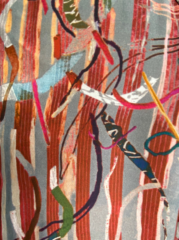 Luna Stripey Stitch Red 100% Silk