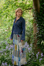 Ariadne Indigo Patch Silk Crepe de Chine Skirt