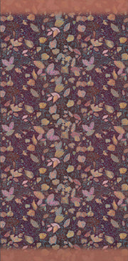 Leafy Path Brown Wool Silk Scarf