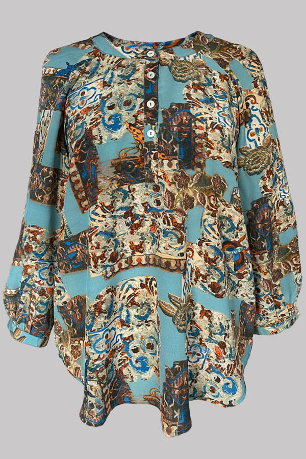 Luna Frammenti Silk Crepe de Chine Shirt