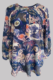 Luna Inheritance Tunic Shirt Indigo 100% Silk