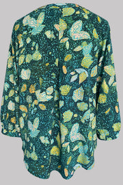 Luna Leafy Path Teal 100% Silk
