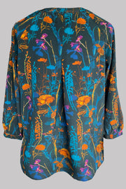 Luna Shadows Teal Tunic Shirt 100% Silk