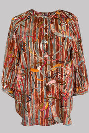 Luna Stripey Stitch Red 100% Silk