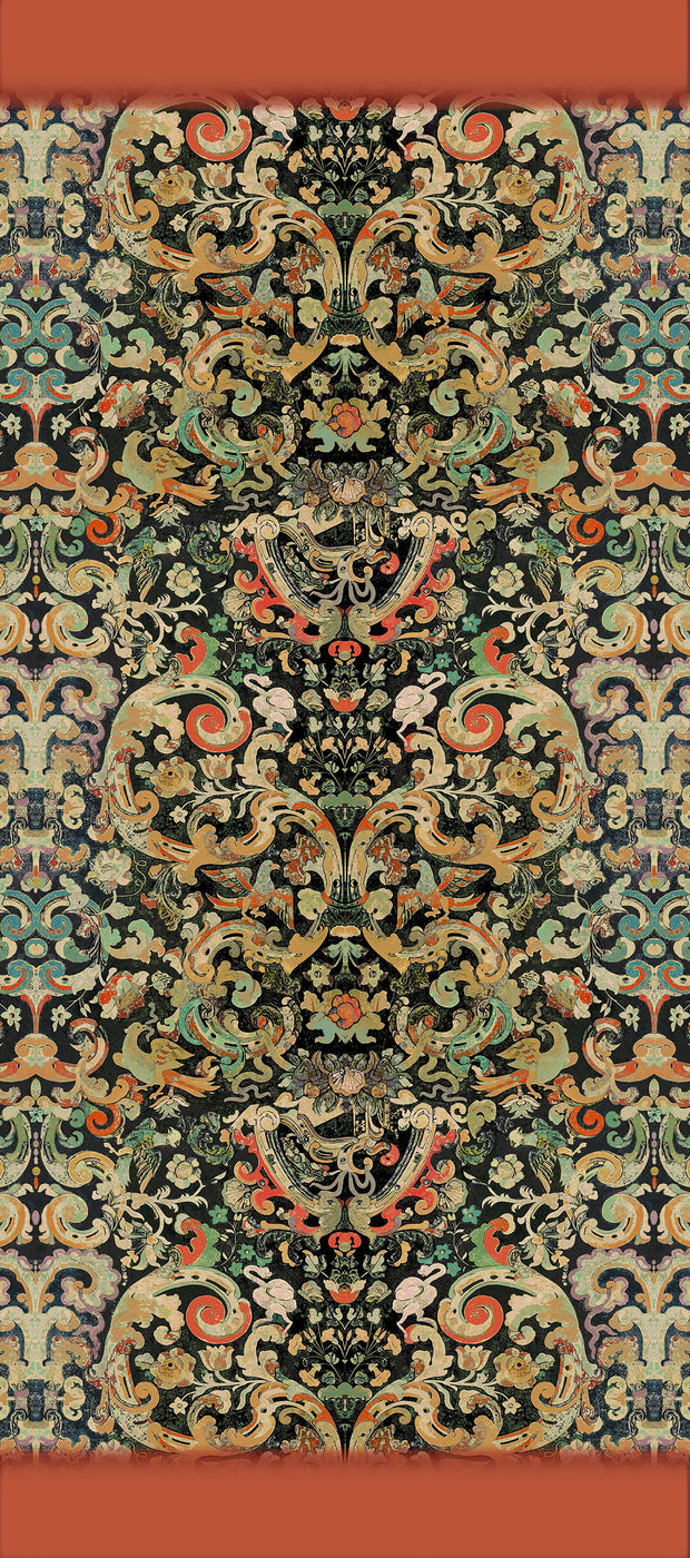 Marble Scrunchy Rust/Charcoal Wool/Silk Scarf