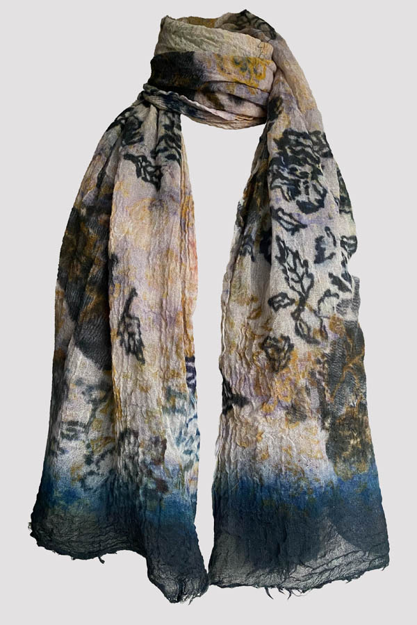Minuet Scrunchy Grey Wool/Silk Scarf