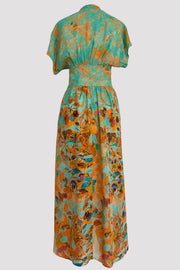 Morgan Lush Leaves Apricot/Jade Vintage Dress