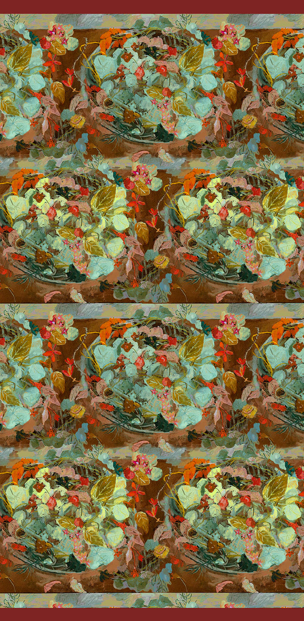 Nasturtium Salad Rust Wool Silk Scarf