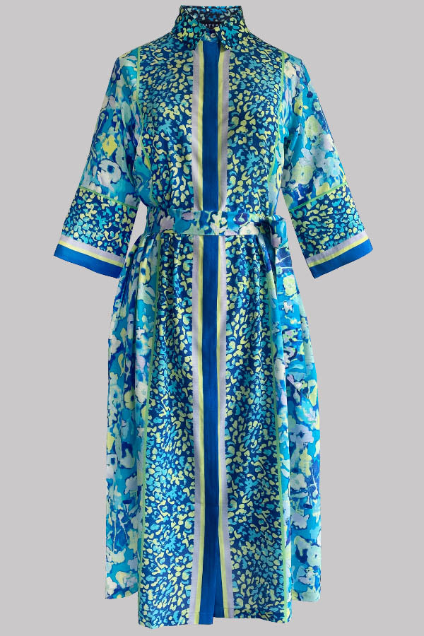 blue crepe de chine dress OLYMPIA MAXI DRESS IN STEEL BLUE CREPE DE CHINE – DE LA VALI OFFICIAL main image 1