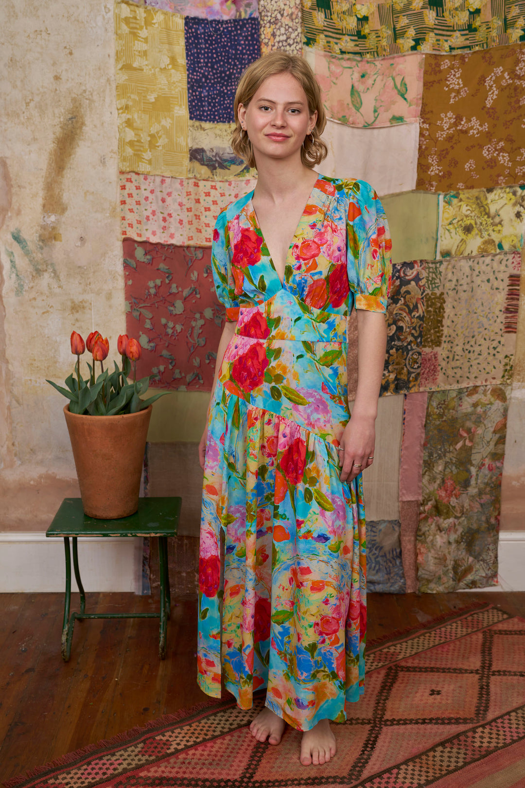 Persephone Deco Blue Maxi Dress