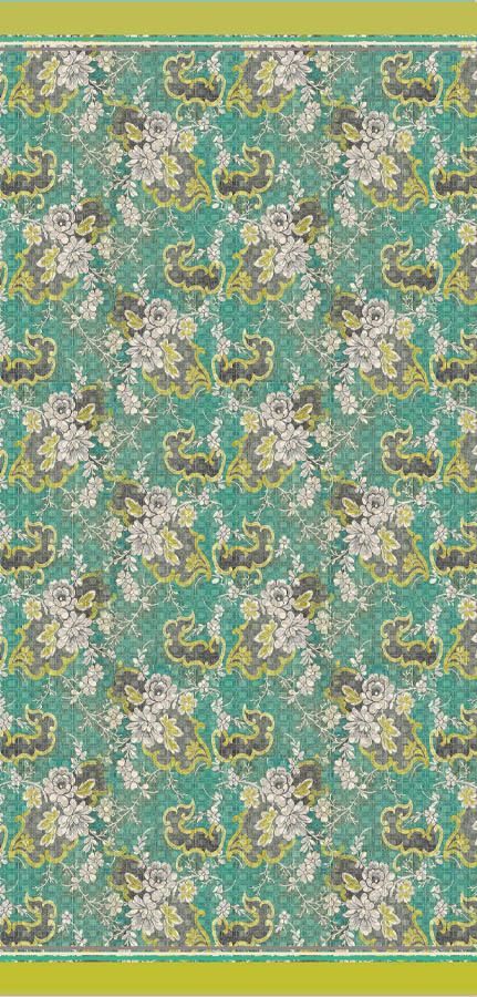 Scroll Turquoise Cotton Scarf